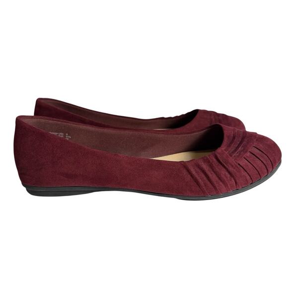 AE American Eagle Womens Shoes Port Red Wine Ballet Flats Size 9 Pleated Detail - Picture 12 of 12